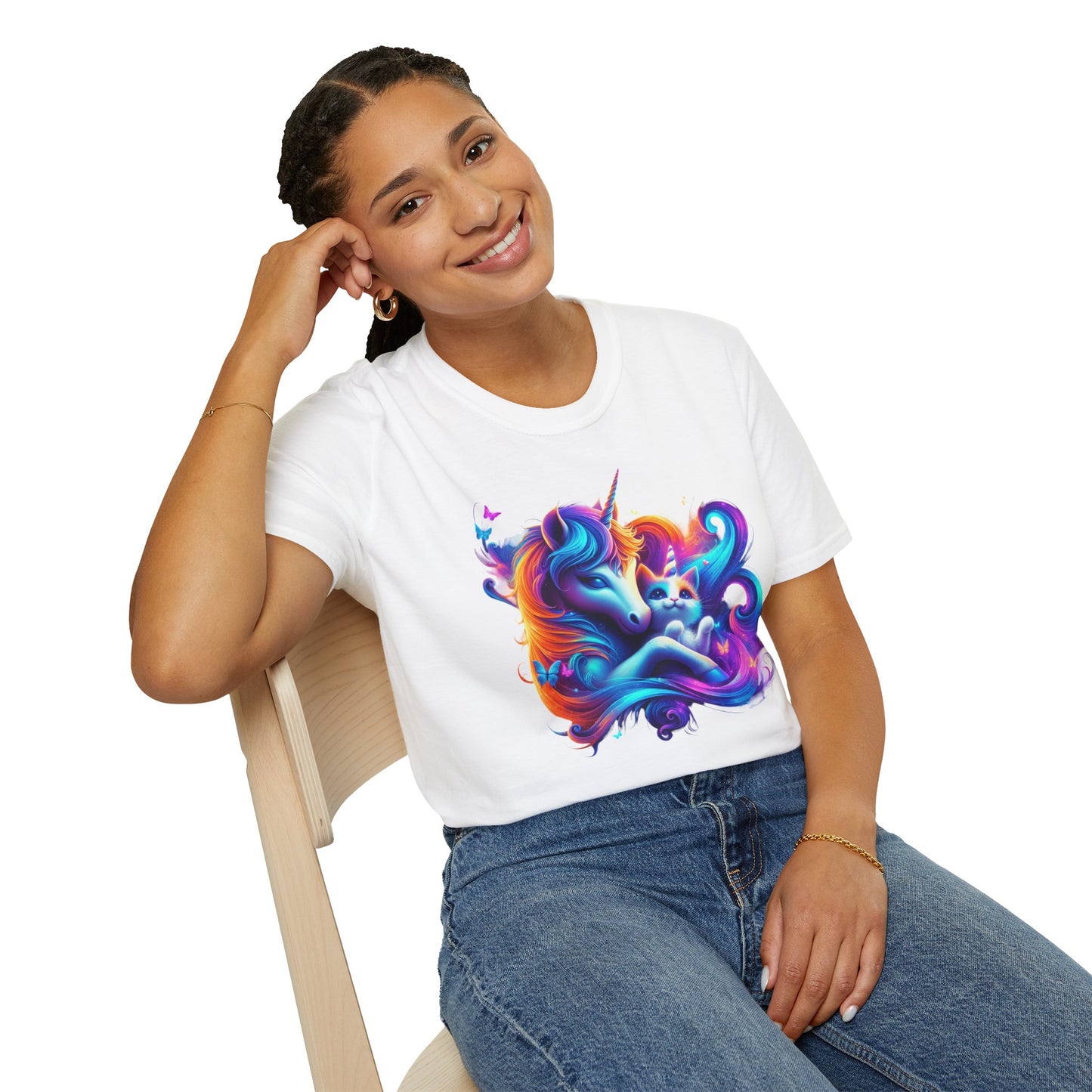 Unicorn with Caticorn Unisex T-Shirt - Magic of Unicorns hugging the Caticorns - Psychonaut Swag