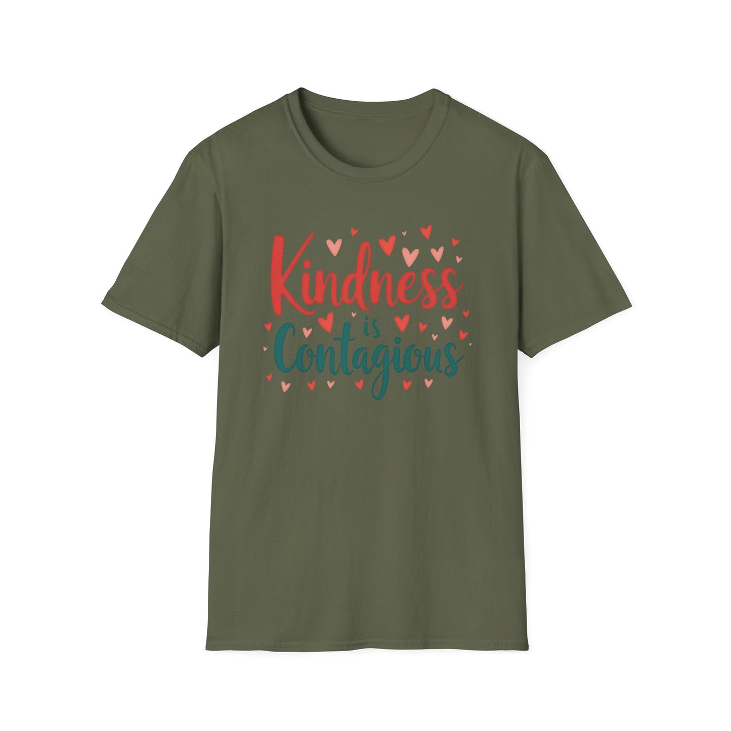Kindness is Contagious T-Shirt | Unisex Softstyle Tee, Inspirational Apparel, Gift for Friends, Positive Vibes, Everyday Wear - Psychonaut Swag