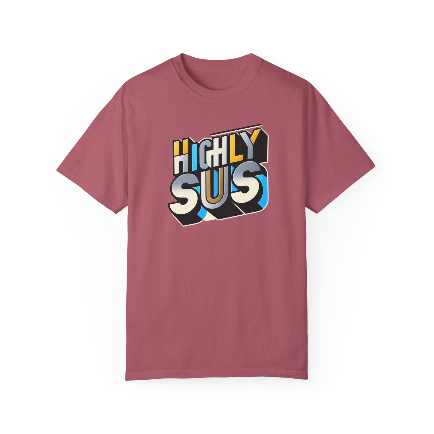 Highly Sus Unisex Garment-Dyed T-shirt - Trendy Casual Wear - Psychonaut Swag