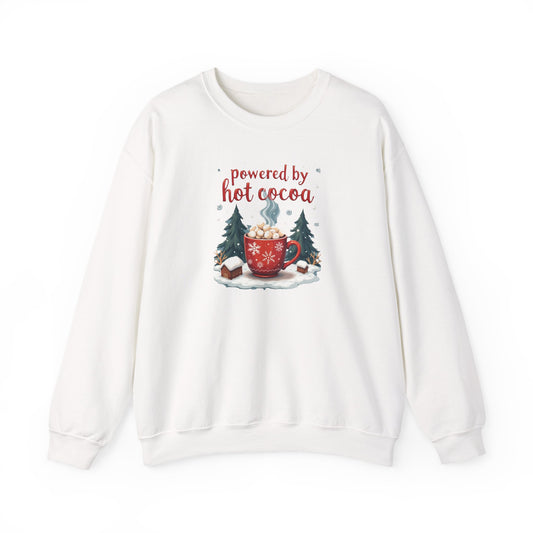 Crewneck Sweatshirt - "Powered by Hot Cocoa" Winter Graphic