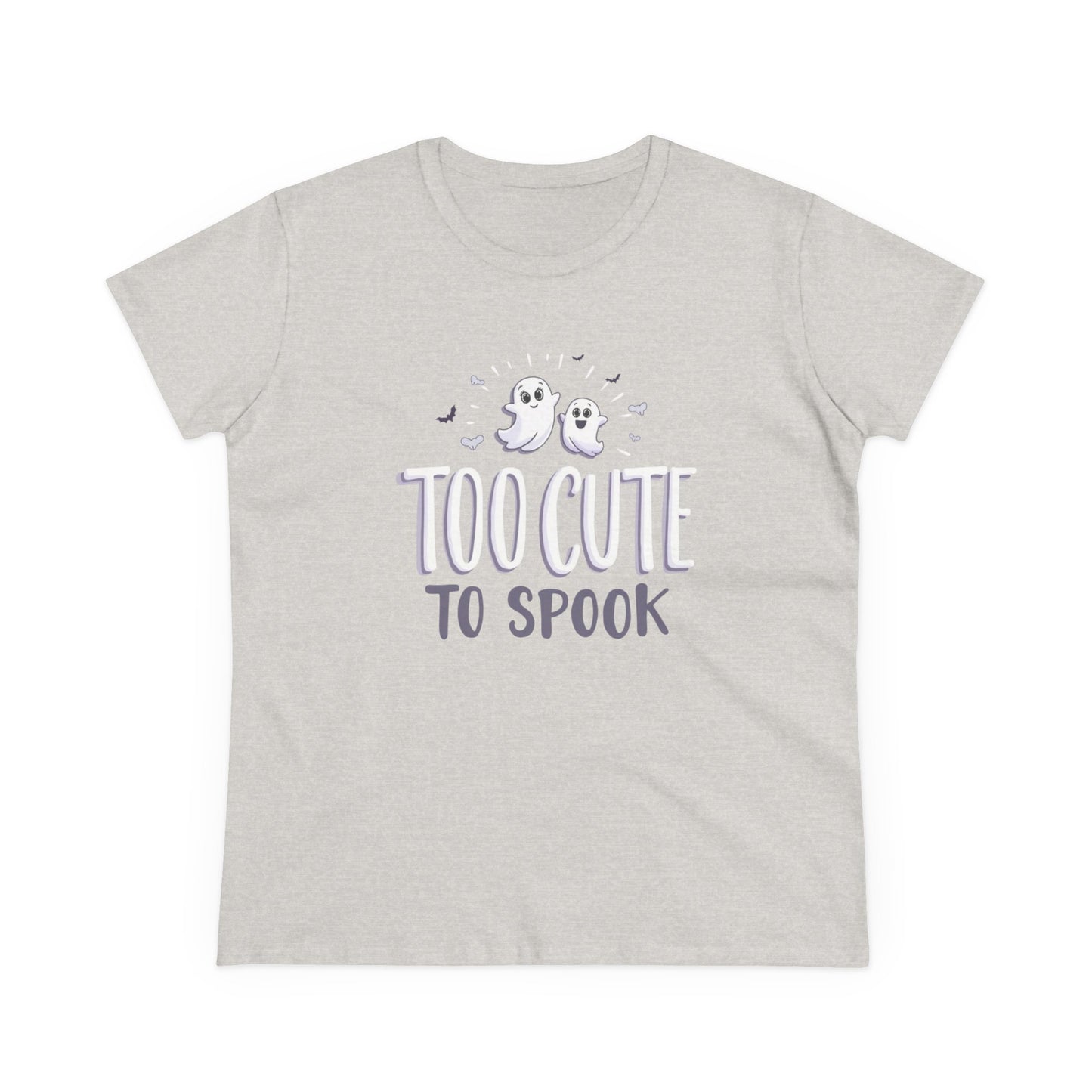 Too Cute to Spook Women's Cotton Tee, Halloween T-Shirt, Ghostly Graphic Tee, Casual Fall Apparel, Fun Halloween Outfit
