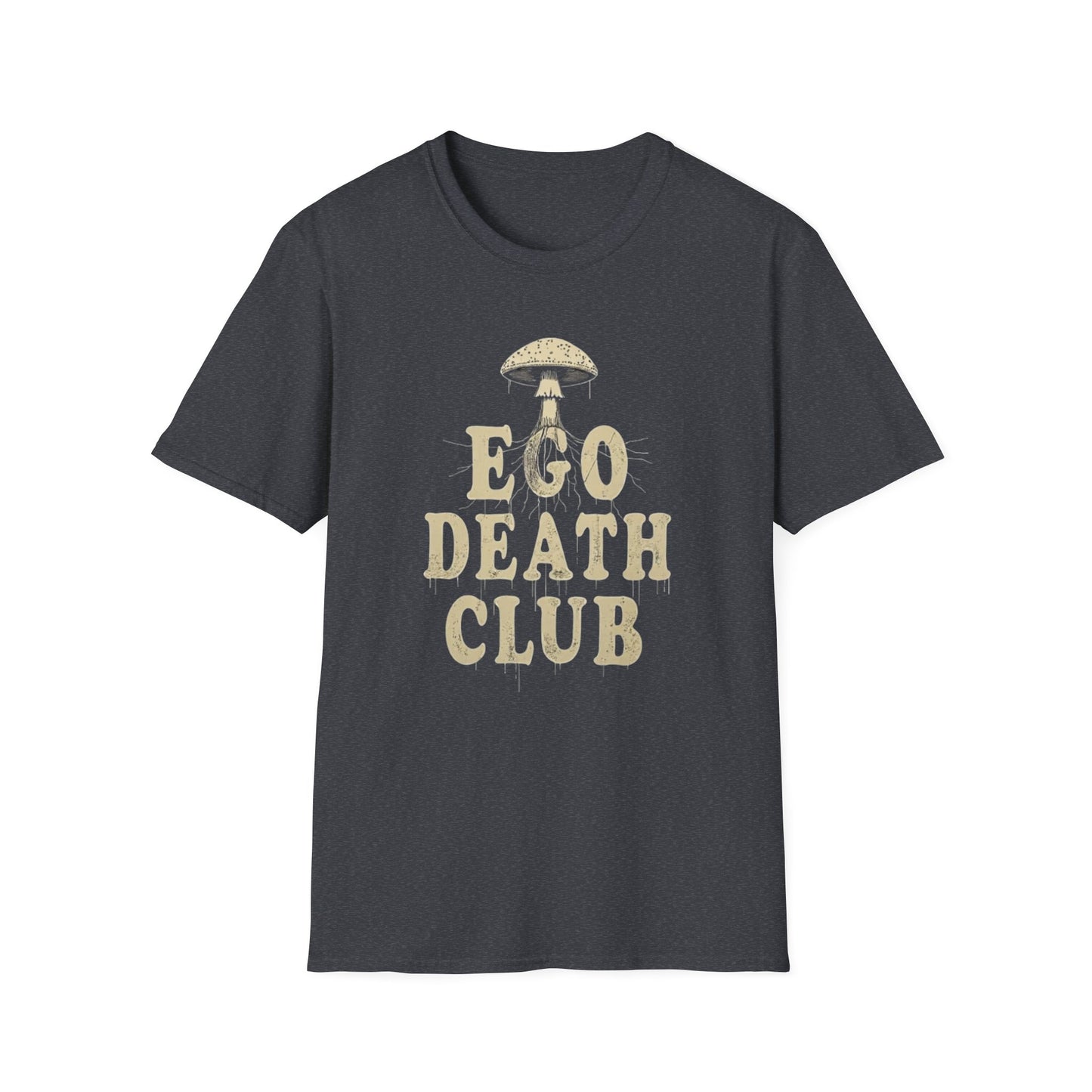Ego Death Club Mushroom, T-Shirt, Unisex Softstyle Tee, Casual Wear, Gift for Friends, Unique Graphic Shirt - Psychonaut Swag