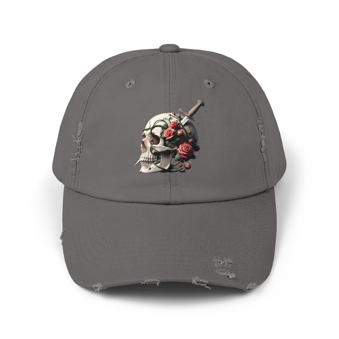 Skull rose, Unisex Distressed Cap