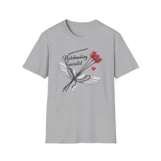 Matchmaking Specialist T-Shirt — Cupid Arrow & Wings Valentine Tee