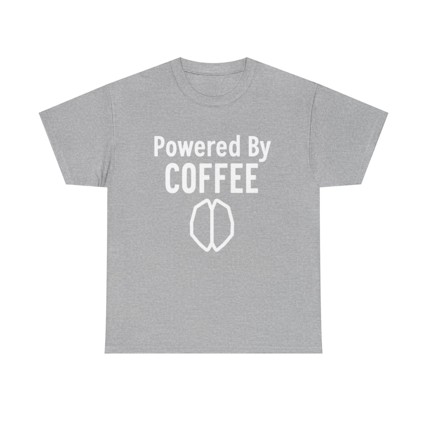 Powered By Coffee Unisex Heavy Cotton Tee, Funny Coffee Lover Shirt, Gift for Barista, Casual Wear, Perfect for Birthdays, Everyday Use - Psychonaut Swag