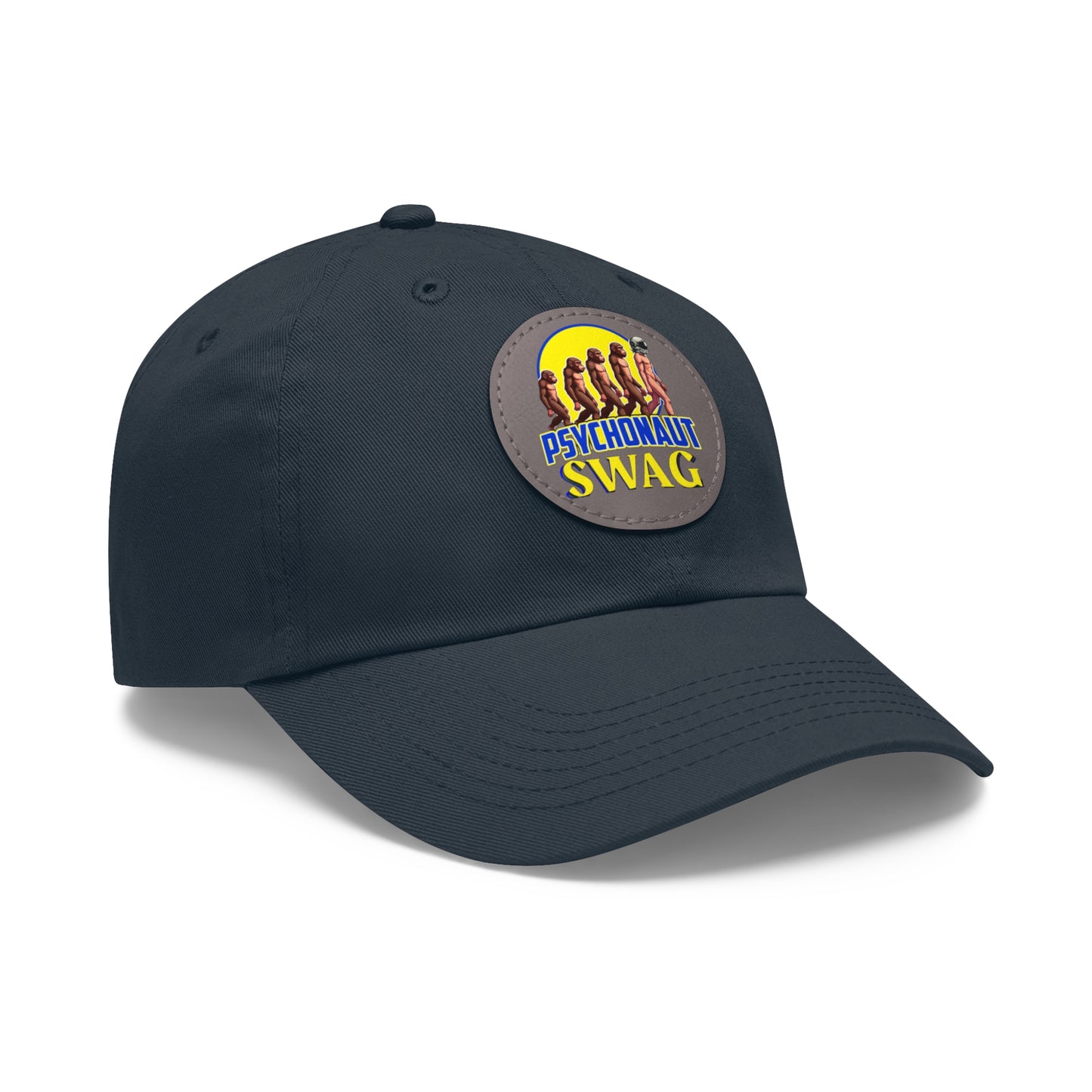Psychonaut Swag Dad Hat with Leather Patch, Casual Cap for Outdoor Adventures, Fun Gift for Dads, Unique Street Style Hat - Psychonaut Swag