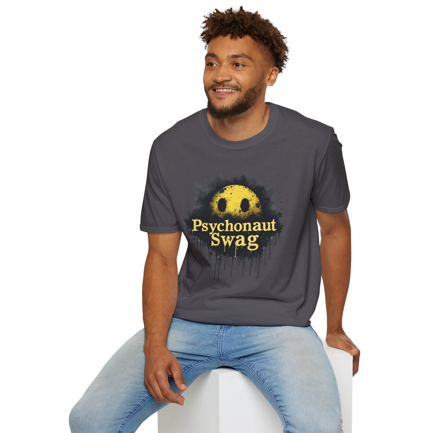 Psycho Smile, Pyschonaut Swag T-Shirt - Unisex Softstyle Tee, Casual Wear, Gift for Gamers, Festival Attire, Streetwear Fashion