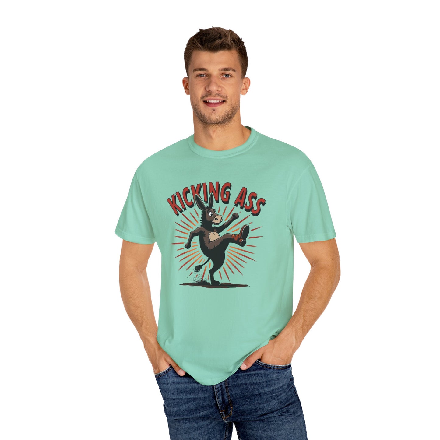 Kicking Donkey, Unisex T-Shirt | Funny Graphic Tee, Casual Wear, Humor Gift, Birthday Surprise, Motivational Apparel - Psychonaut Swag