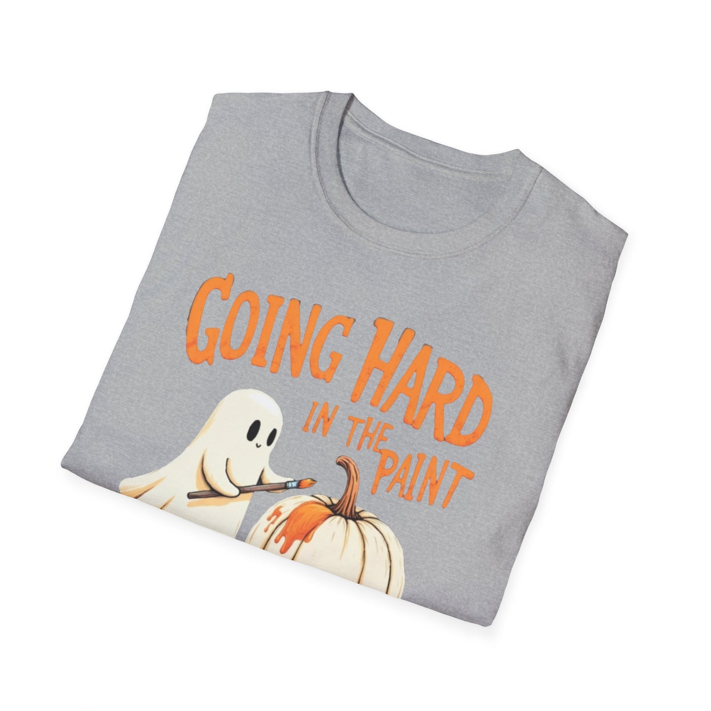 Halloween Ghost painting, T-Shirt, Fun Halloween Shirt, Unisex Softstyle Tee, Autumn Apparel, Pumpkin Design Tee