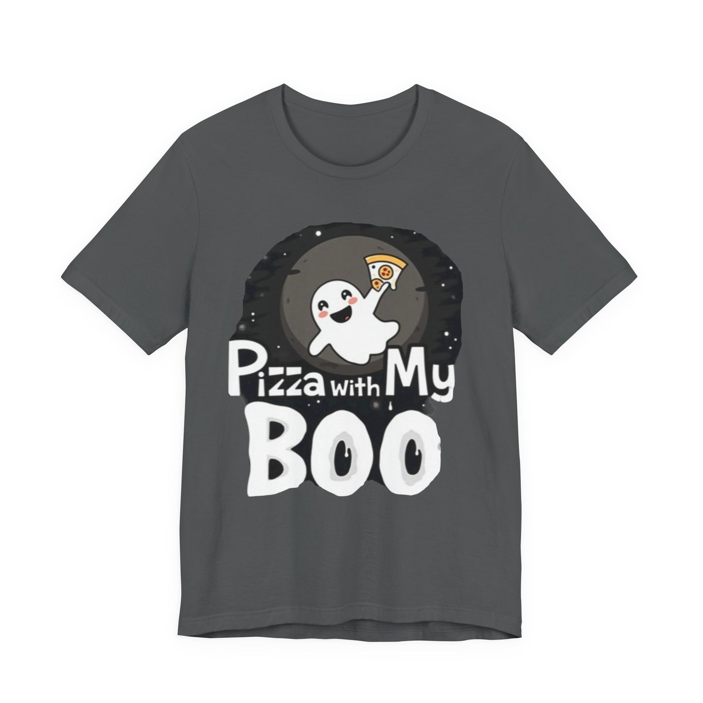 Ghost Pizza Boo Tee - Unisex Jersey Short Sleeve T-Shirt, Funny Halloween Shirt, Spooky Costume, Ghost Lover Gift, October Celebration