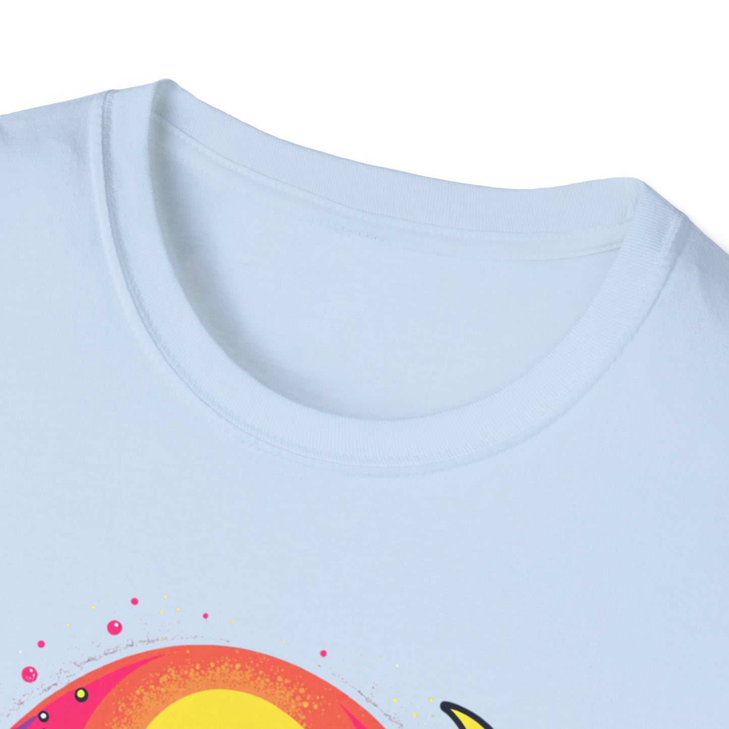 Cosmic Digital Dreams Unisex Softstyle T-Shirt - Vibrant Space-Inspired Design - Psychonaut Swag
