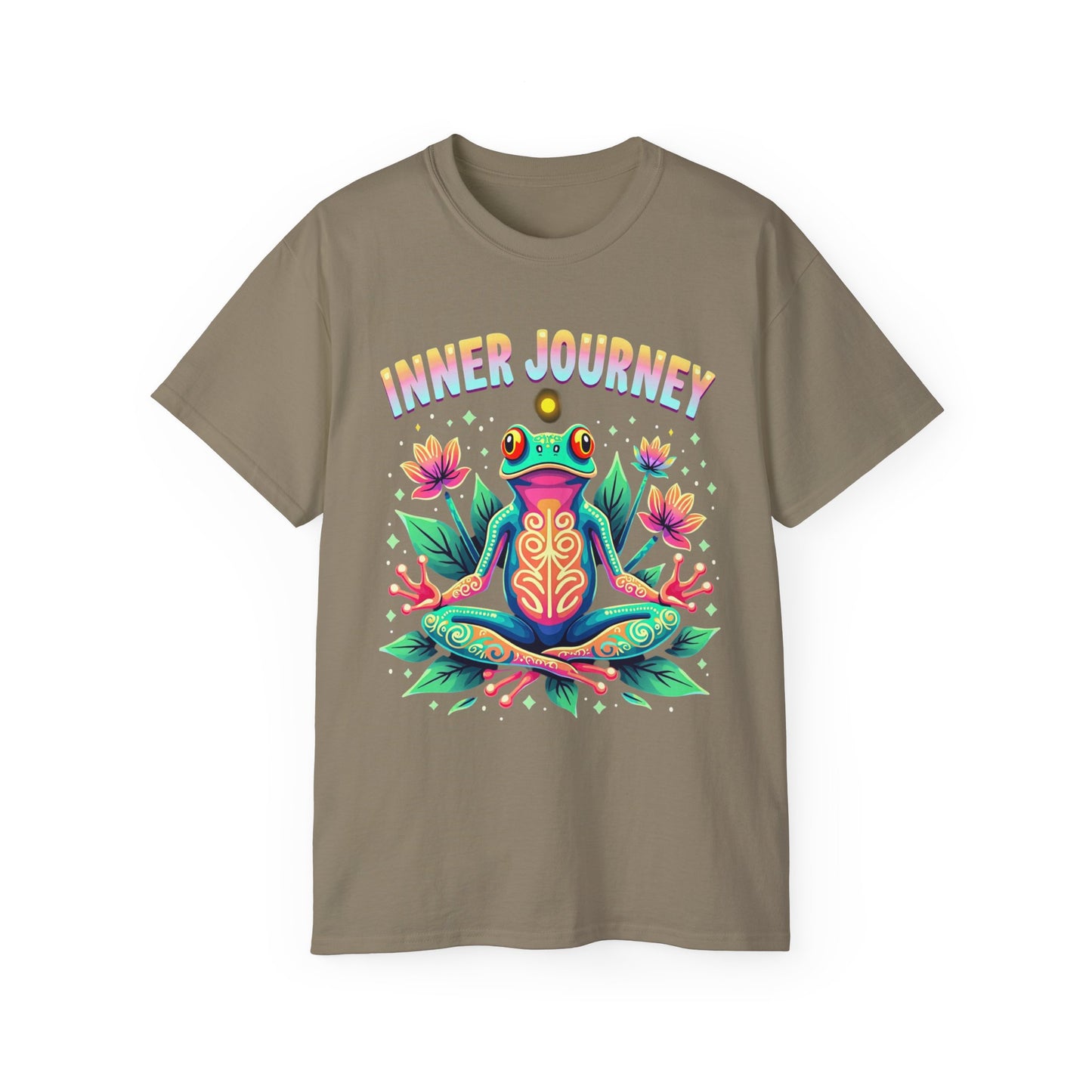 Inner Journey Unisex Ultra Cotton Tee - Vibrant Frog Design for Yoga and Meditation - Psychonaut Swag