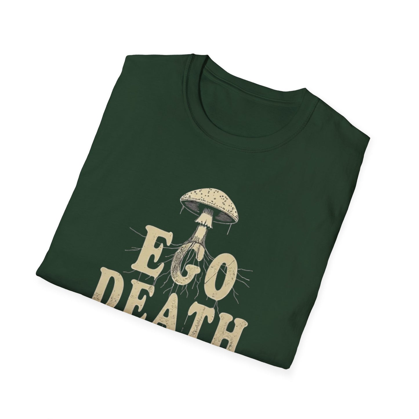 Ego Death Club Mushroom, T-Shirt, Unisex Softstyle Tee, Casual Wear, Gift for Friends, Unique Graphic Shirt - Psychonaut Swag