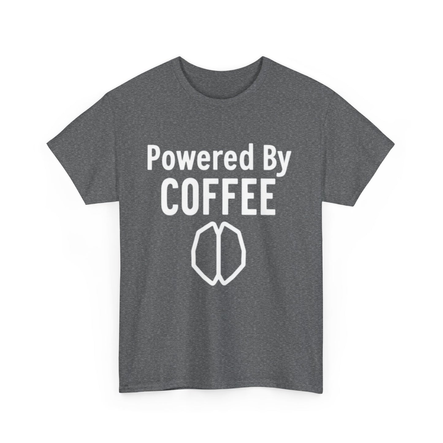 Powered By Coffee Unisex Heavy Cotton Tee, Funny Coffee Lover Shirt, Gift for Barista, Casual Wear, Perfect for Birthdays, Everyday Use - Psychonaut Swag