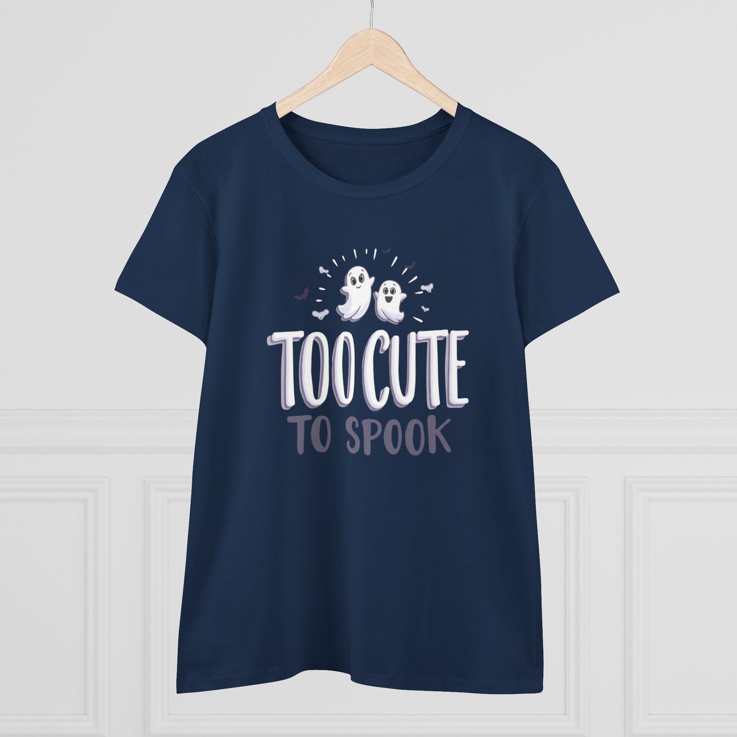Too Cute to Spook Women's Cotton Tee, Halloween T-Shirt, Ghostly Graphic Tee, Casual Fall Apparel, Fun Halloween Outfit