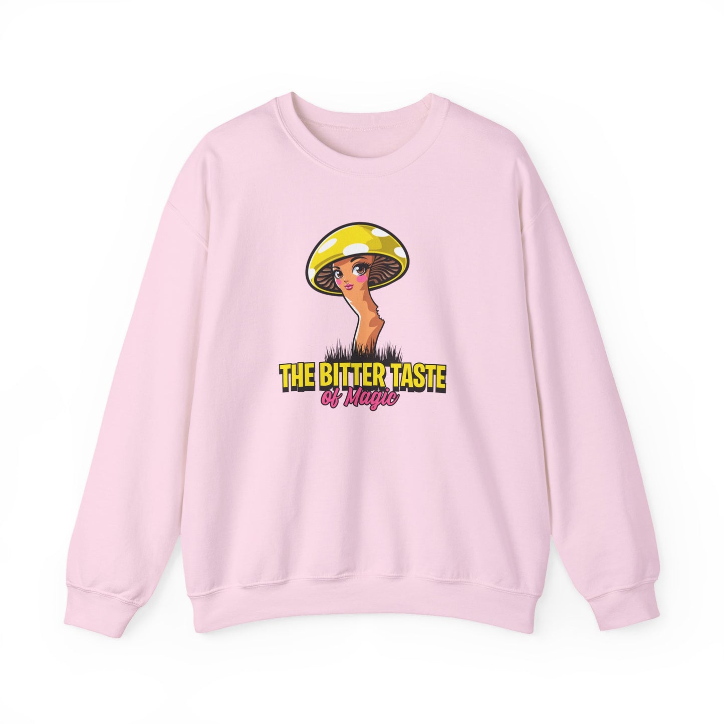 The Bitter Taste of Magic, Mushroom, Unisex Heavy Blend™ Crewneck Sweatshirt - Psychonaut Swag