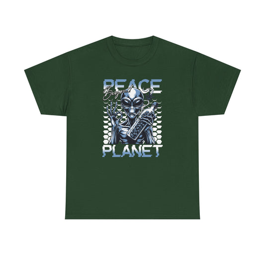 Peace Planet Alien T‑Shirt — Retro Sci‑Fi Graphic Tee