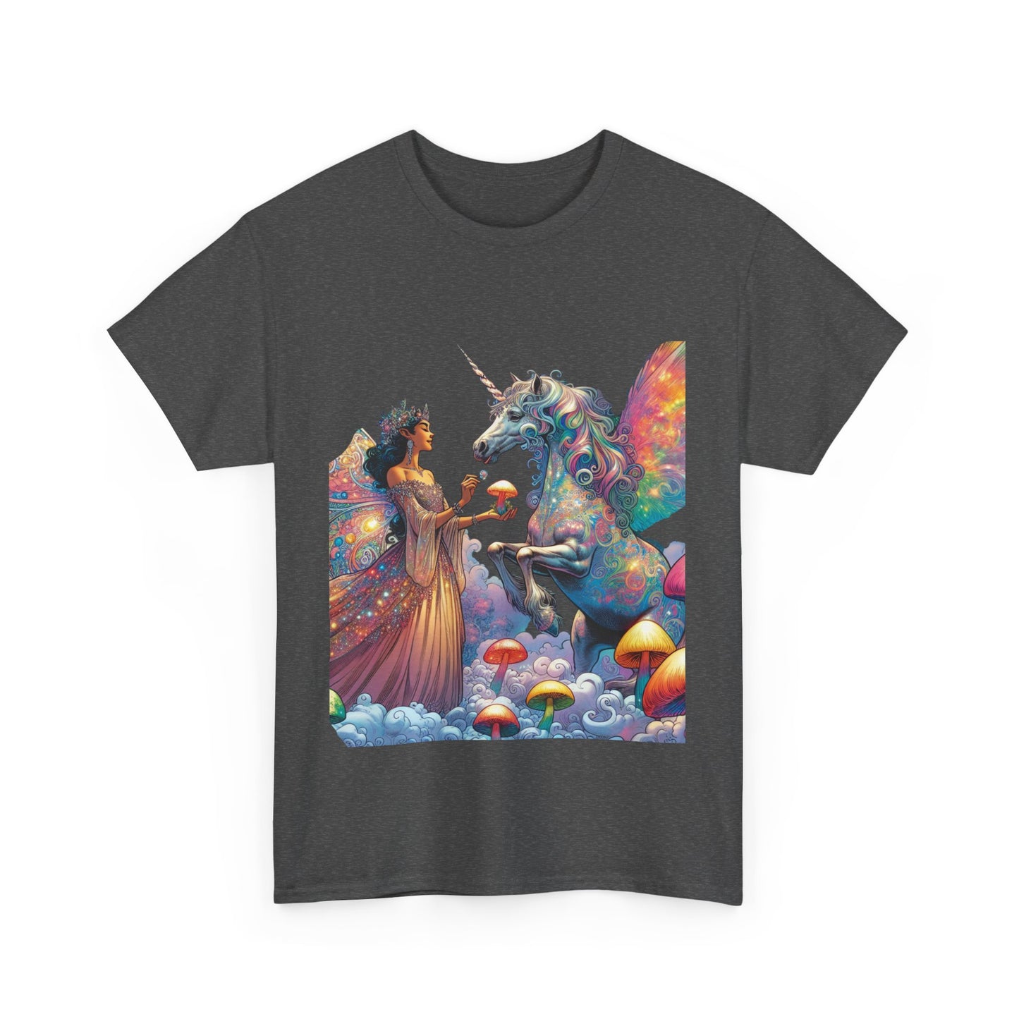 Graphic Tee - Fairy feeding a magical unicorn in the forest - Psychonaut Swag
