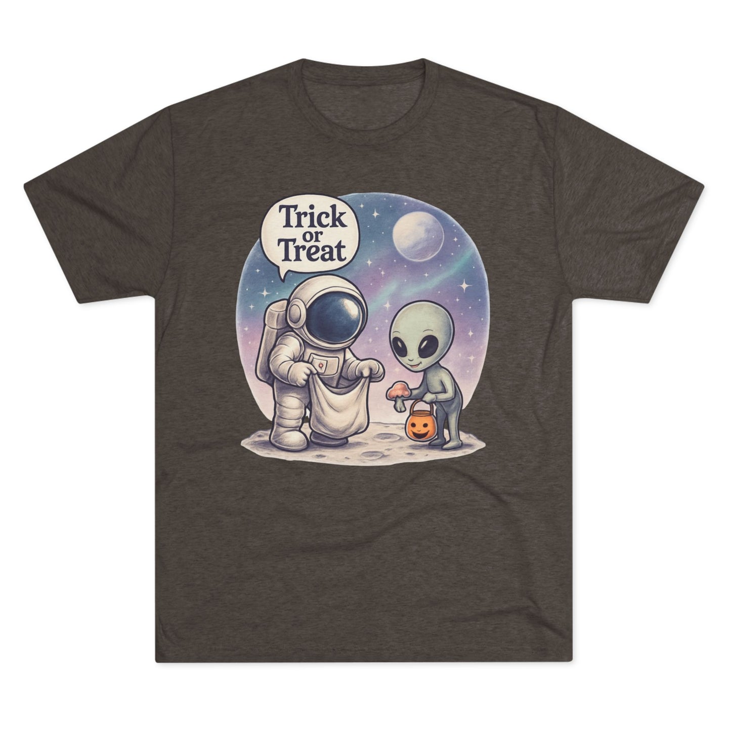 Space Trick or Treat Crew Tee, Halloween T-Shirt, Space Theme Shirt, Unisex Graphic Tee, Fun Costume Tee, Gift for Space Lovers