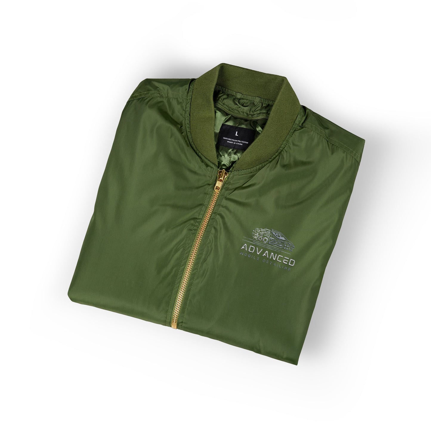 Advanced small biz swag, Stylish Embroidered Recycled Bomber Jacket, Eco-Friendly Fashion, Sustainable Apparel, Casual Outerwear, Gift for Her