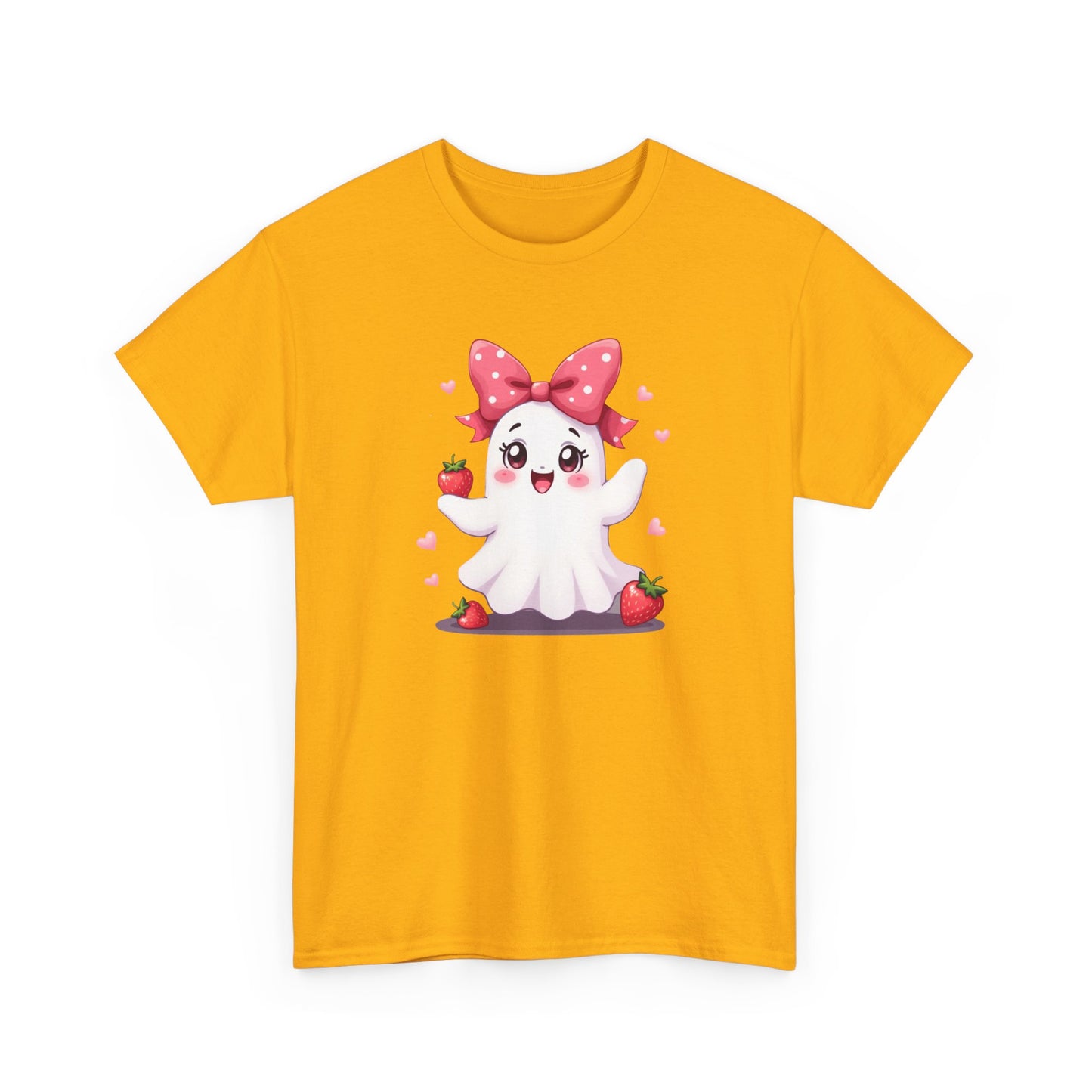 Cute Ghost Strawberry Unisex Tee, Perfect for Halloween, Gift, Casual Wear, Festival Shirt, Summer Vibes, Kawaii Apparel