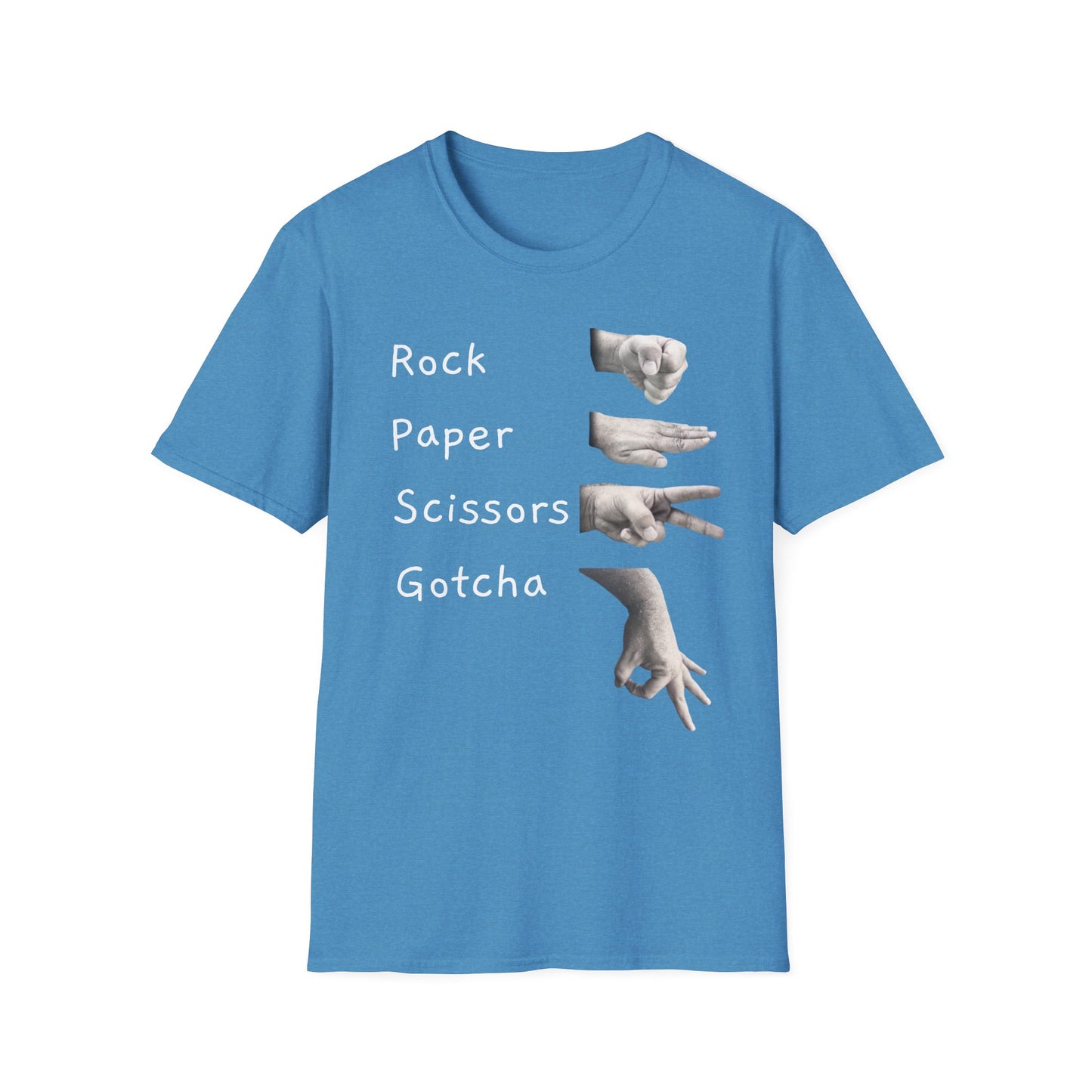 Rock, Paper, Scissors Creative Hands Symbol T-Shirt, Hand Gesture Graphic Tee, Unisex Softstyle Shirt for Friends, Casual Wear, Gift for Holidays, Statement Shirt