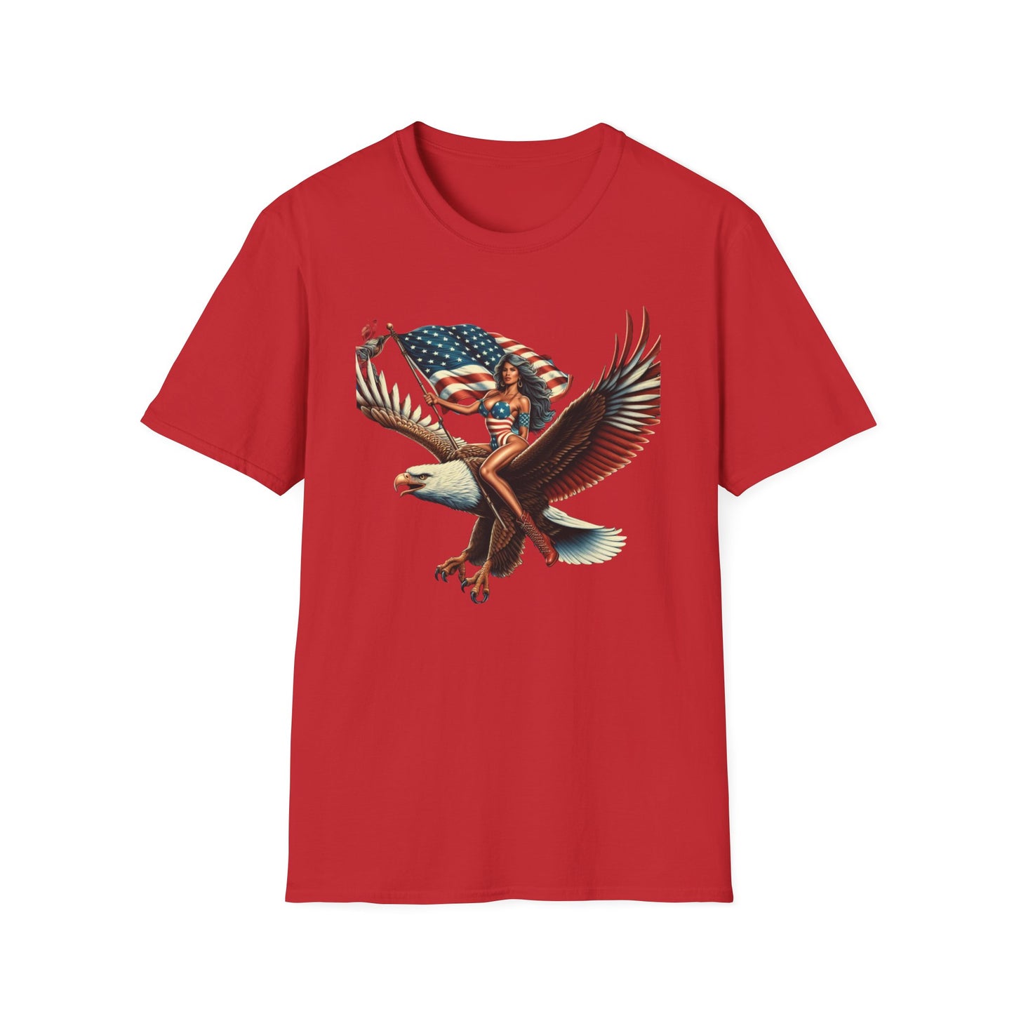 Patriot Riding Eagle, Graphic Tee - Unisex T-Shirt, Eagle Design, 4th of July Shirt, Independence Day Apparel, Festival Wear, Gift for Patriots - Psychonaut Swag