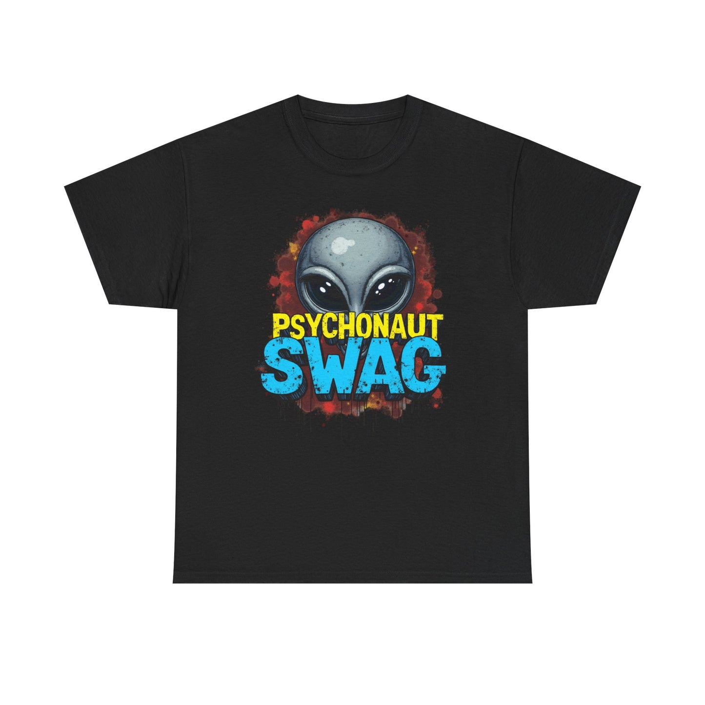 Hidden Alien, Psychonaut Swag, Staple Tee, Unisex Heavy Cotton Tee - Psychedelic Alien Swag Tee, Fun Graphic Tee, Perfect for Festivals, Casual Wear, Gift for Space Lovers - Psychonaut Swag