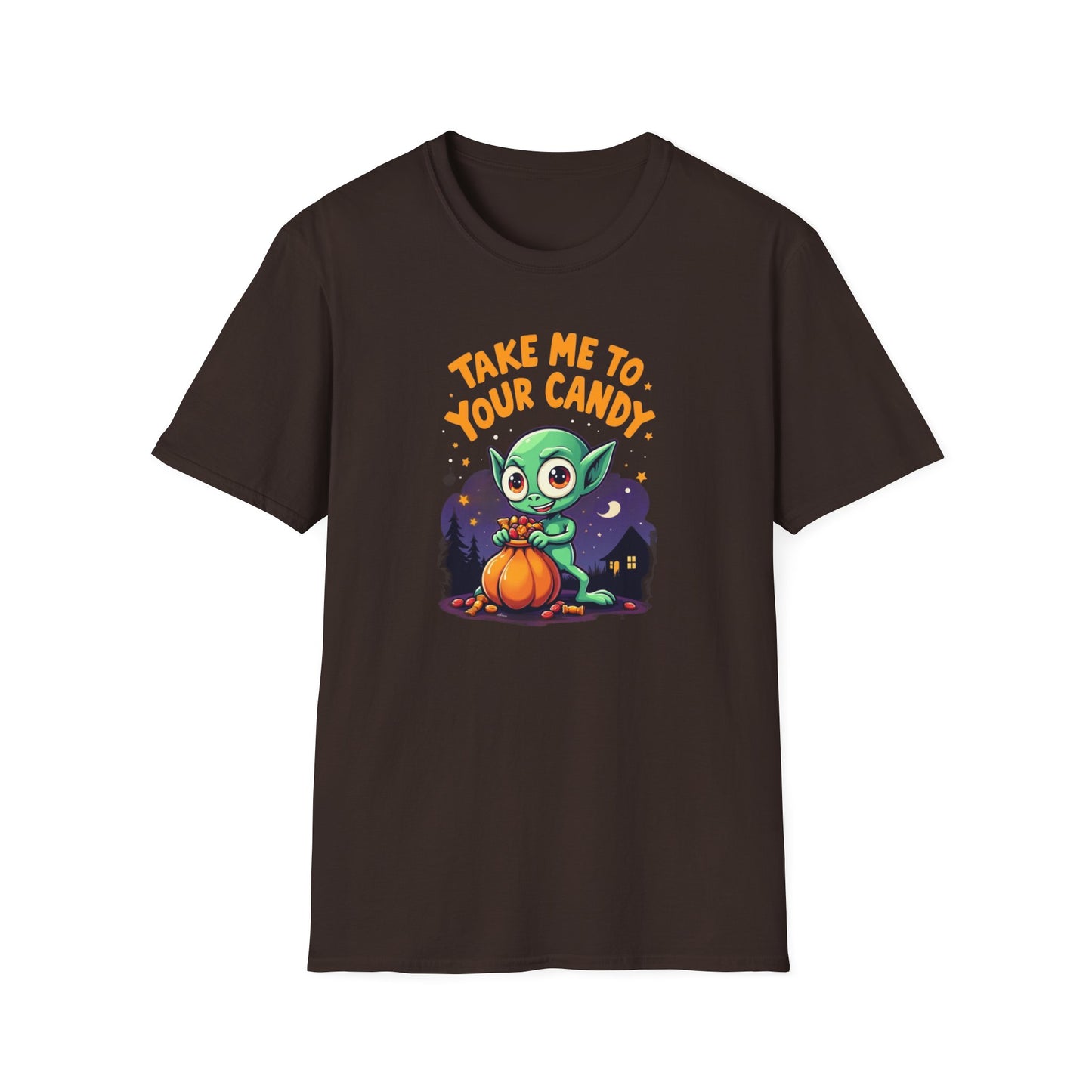 Trick or Treat Alien, T-Shirt, Cute Graphic Tee, Trick or Treat Shirt, Unisex Halloween Apparel, Fun Holiday Outfit