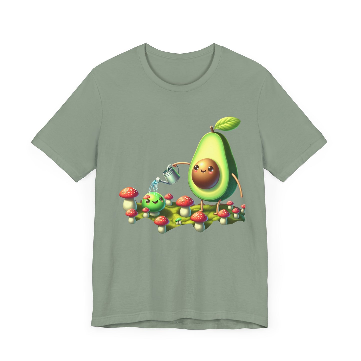 Short Sleeve Tee - Avocado watering magic shrooms.  Funny Design - Psychonaut Swag