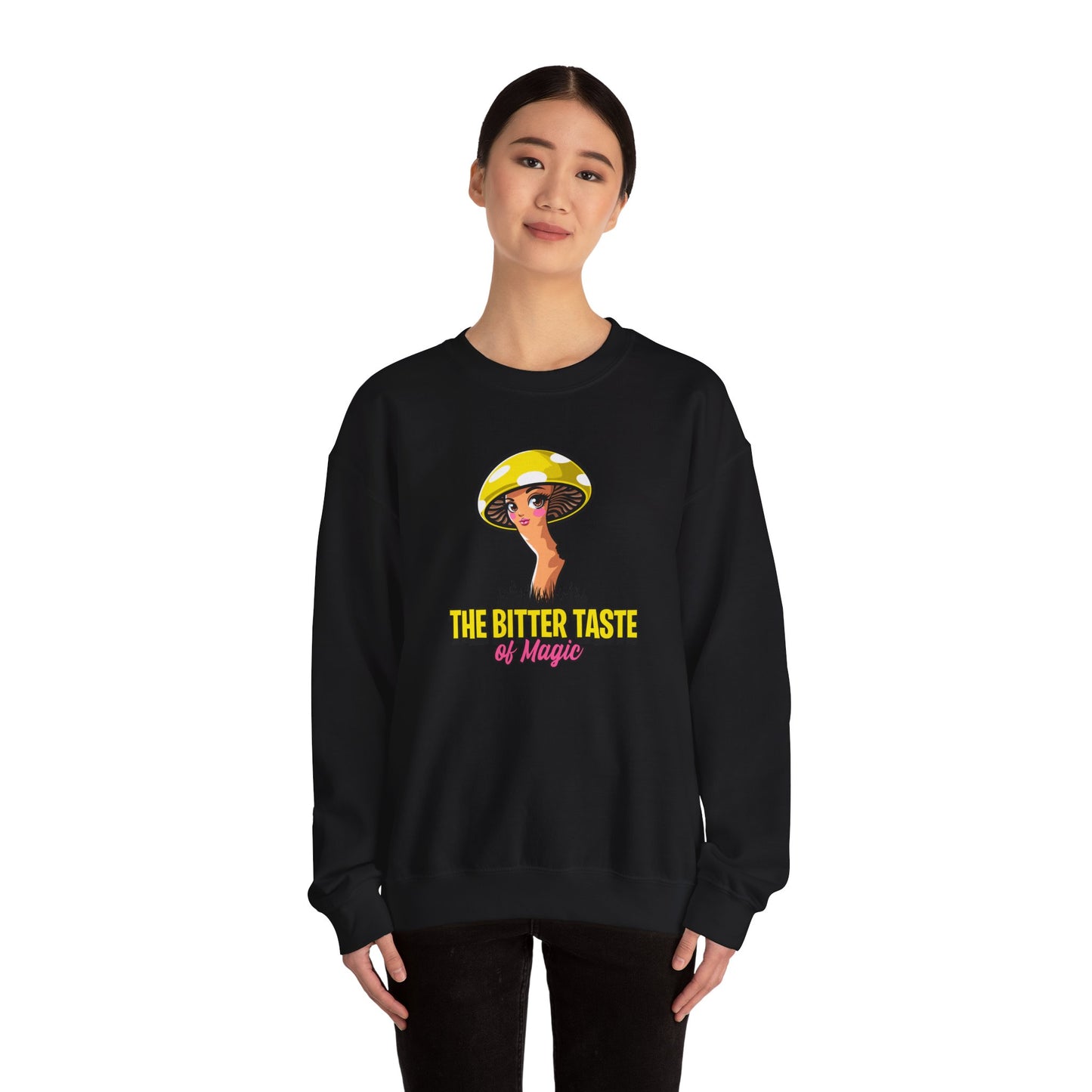 The Bitter Taste of Magic, Mushroom, Unisex Heavy Blend™ Crewneck Sweatshirt - Psychonaut Swag