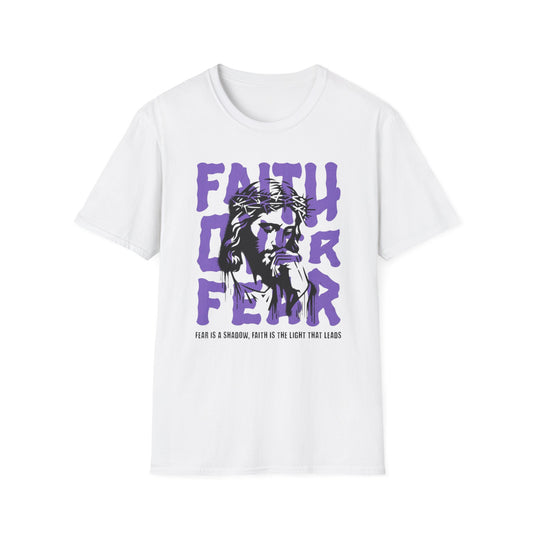 Faith Over Fear T-Shirt — Christian Jesus Graphic Tee (Faith Over Fear purple design)