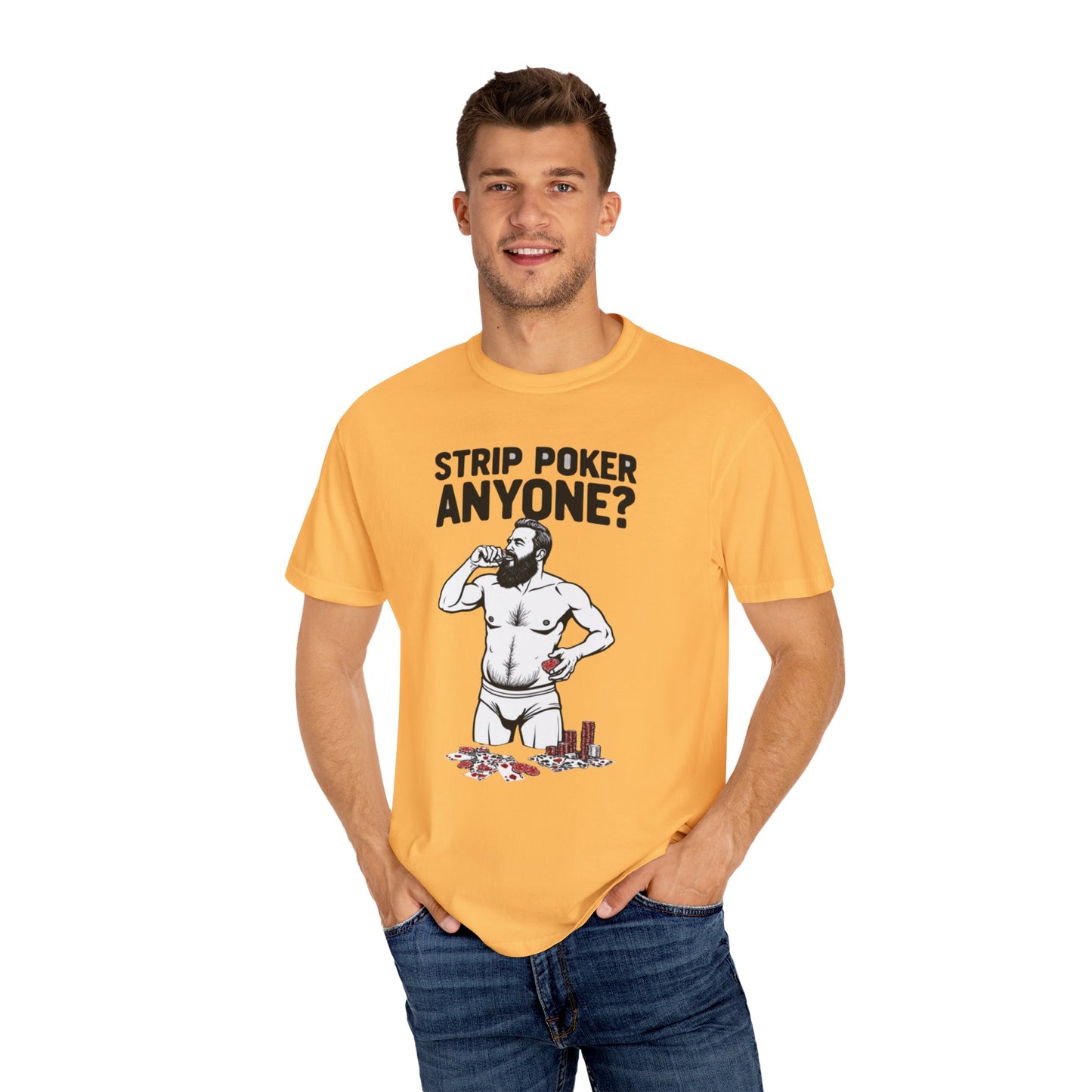 Strip Poker Humor T-Shirt, Funny Gift for Gamers, Men's Casual Tee, Party Outfit, Unique Dad Gift, Birthday or Game Night Attire