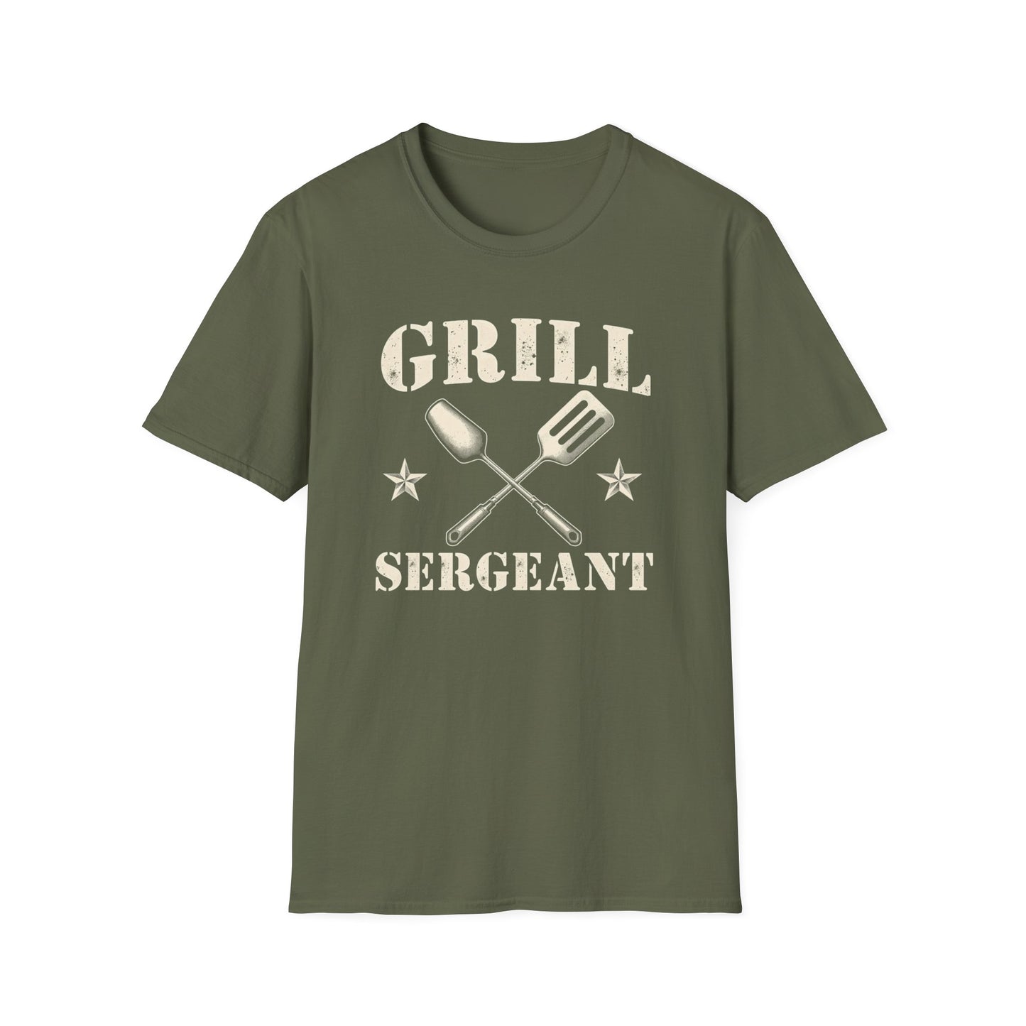 Grill Sergeant T-Shirt, Unisex Softstyle Tee, BBQ Gift, Father's Day Shirt, Grilling Apparel - Psychonaut Swag