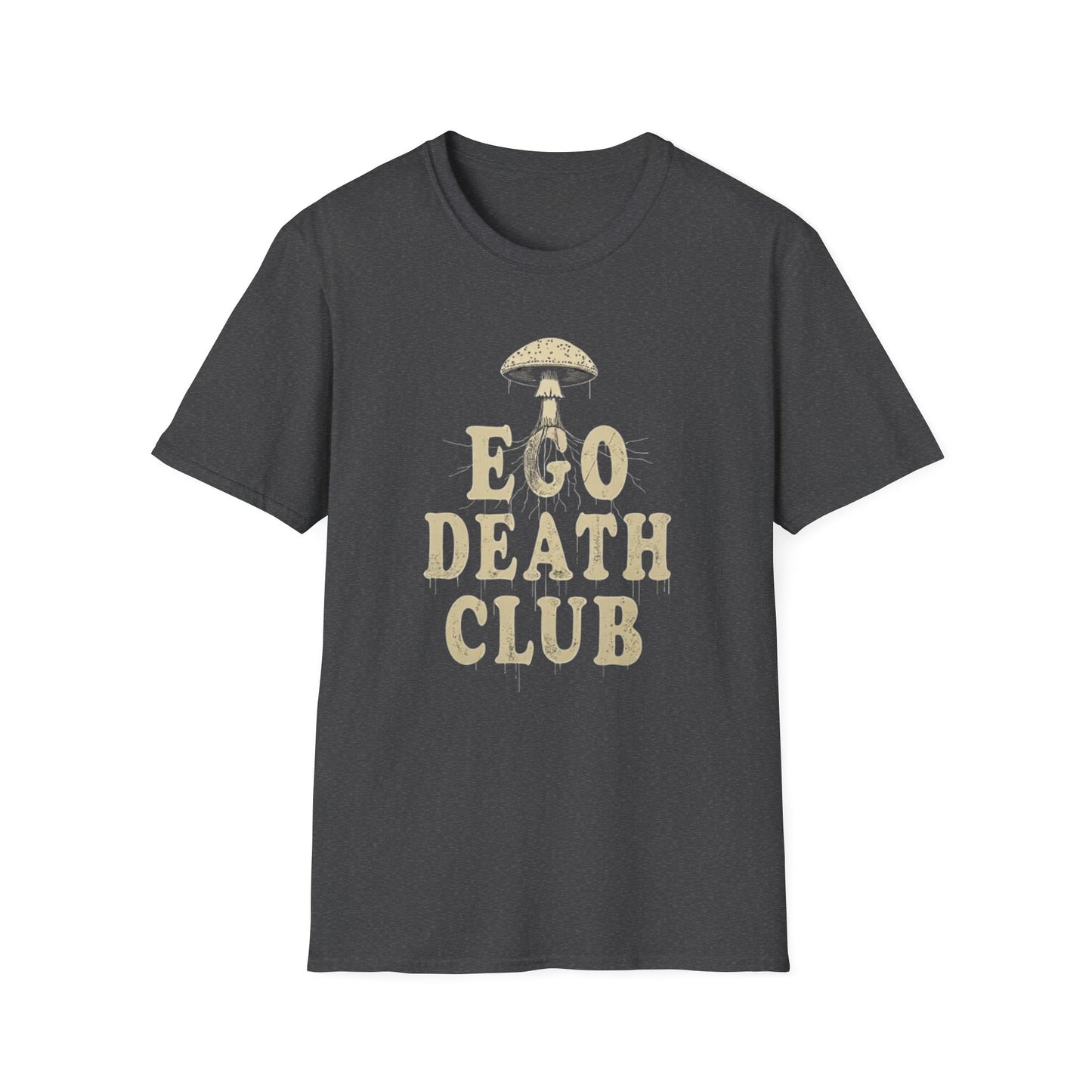 Ego Death Club Mushroom, T-Shirt, Unisex Softstyle Tee, Casual Wear, Gift for Friends, Unique Graphic Shirt - Psychonaut Swag