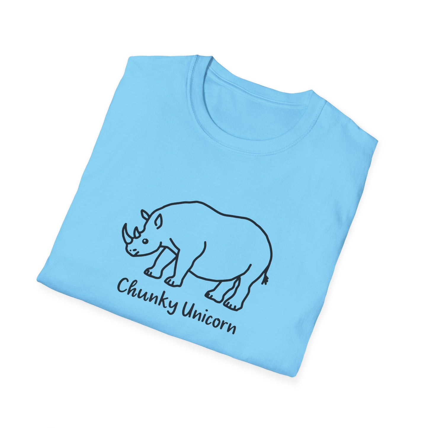 Chunky Unicorn, Rhino, Unisex Softstyle T-Shirt, Funny Tee, Gift for Animal Lovers, Casual Wear, Birthday Present, Unique Graphic Shirt