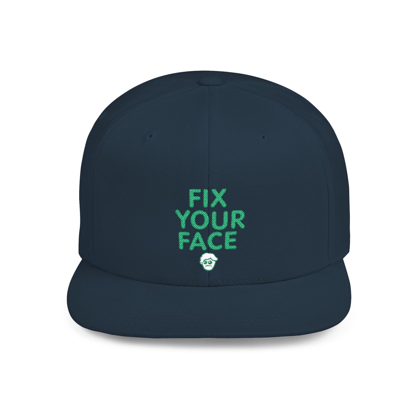 Fix Your Face-Leah, Flat Bill Snapback Cap, Trendy Snapback Hat, Funny Quote Hat, Casual Streetwear Cap, Unique Gift for Friends
