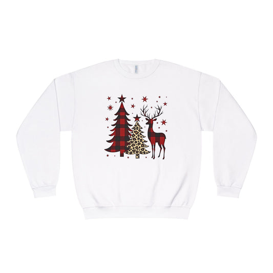 Christmas Buffalo Plaid Trees & Reindeer Crewneck Sweatshirt