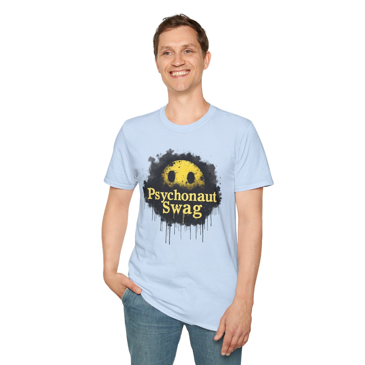 Psycho Smile, Pyschonaut Swag T-Shirt - Unisex Softstyle Tee, Casual Wear, Gift for Gamers, Festival Attire, Streetwear Fashion