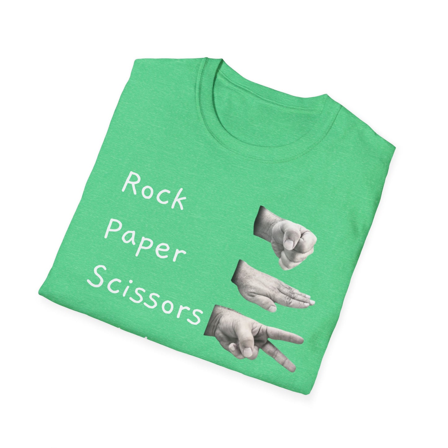 Rock, Paper, Scissors Creative Hands Symbol T-Shirt, Hand Gesture Graphic Tee, Unisex Softstyle Shirt for Friends, Casual Wear, Gift for Holidays, Statement Shirt