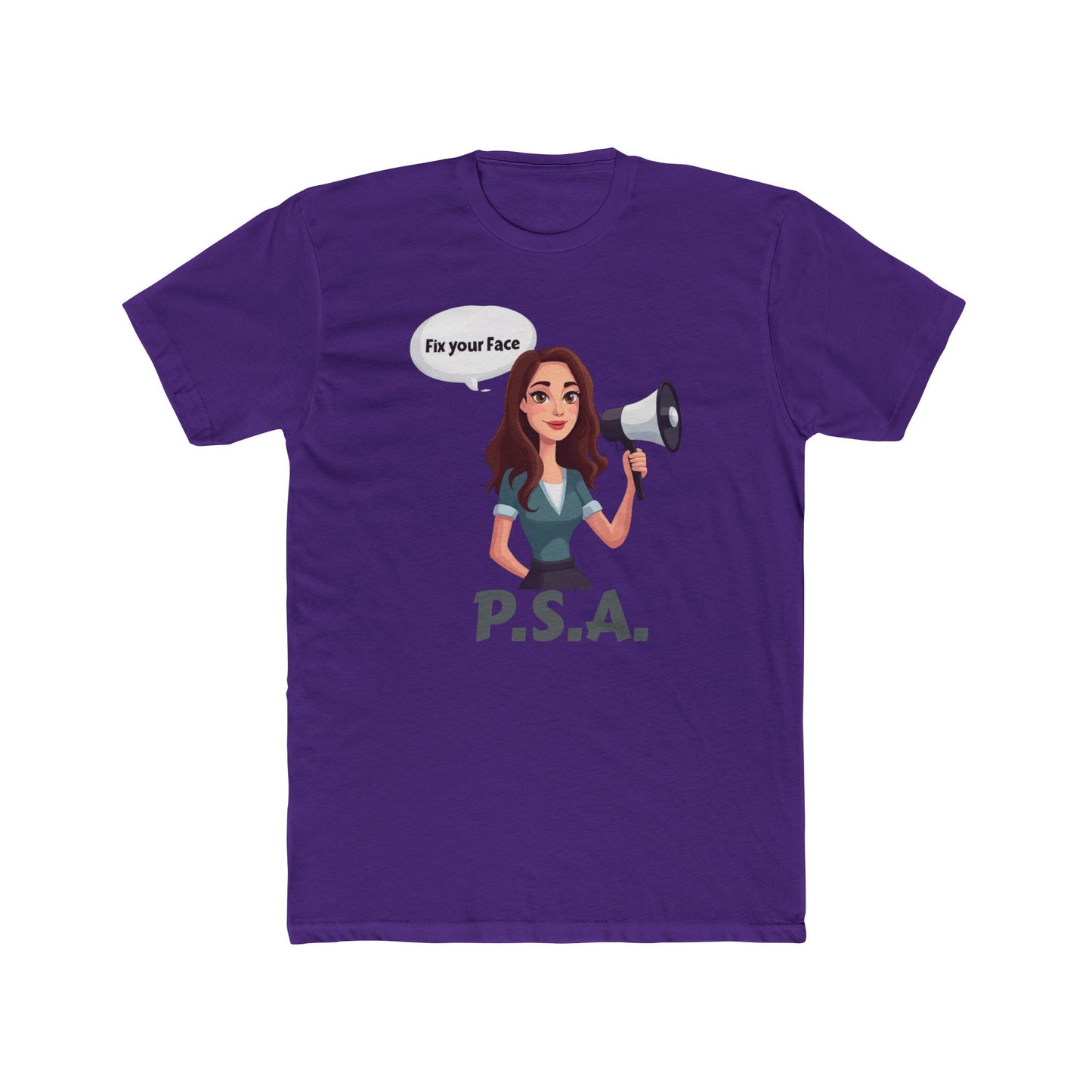 Fix your face, Leah-PSA Unisex Cotton Crew Tee, Fun Graphic Tee, Casual Humor Shirt, Gift for Friends, Everyday Wear, Statement Apparel