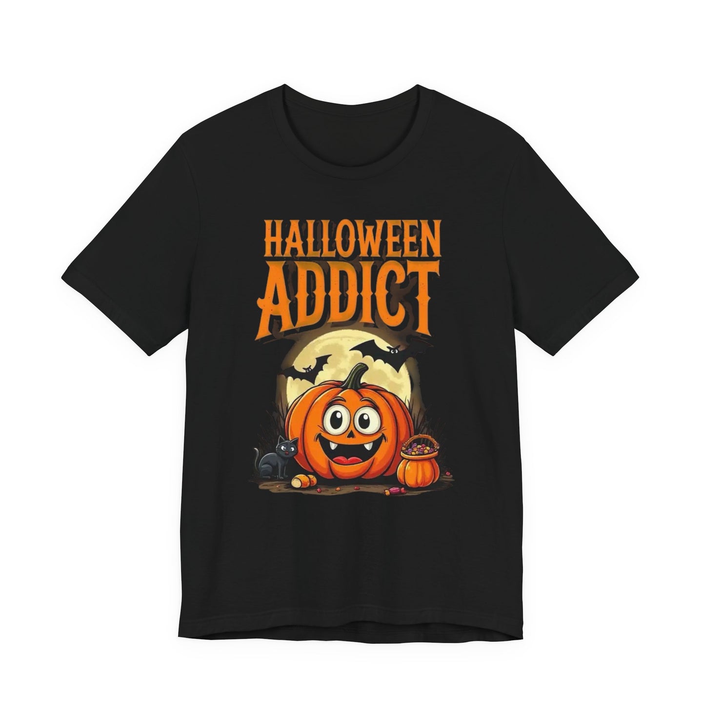Halloween Addict Tee | Unisex Short Sleeve T-Shirt, Fun Halloween Apparel, Pumpkin Tee, Spooky Season Shirt, Gift for Halloween Lovers - Psychonaut Swag