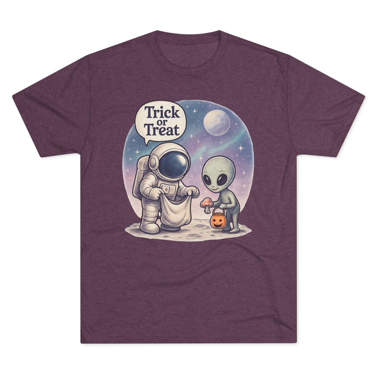 Space Trick or Treat Crew Tee, Halloween T-Shirt, Space Theme Shirt, Unisex Graphic Tee, Fun Costume Tee, Gift for Space Lovers