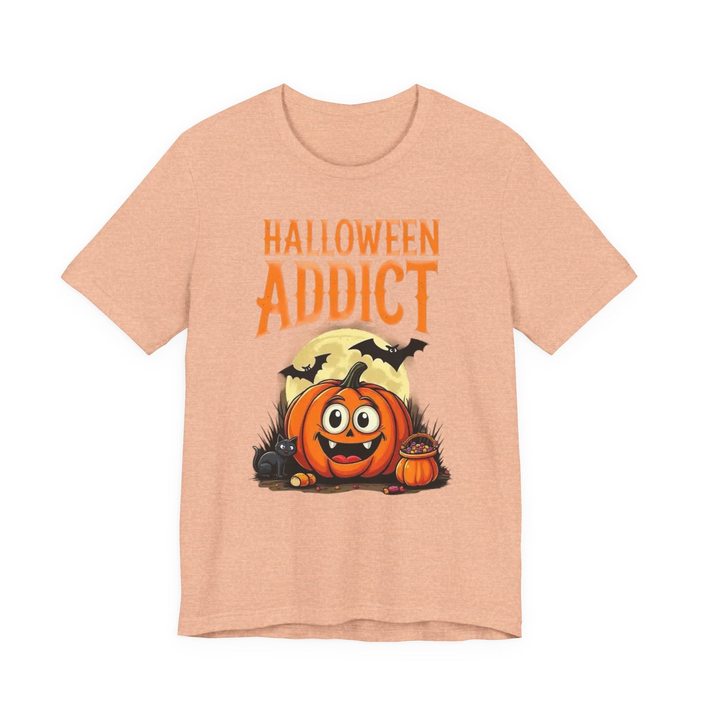 Halloween Addict Tee | Unisex Short Sleeve T-Shirt, Fun Halloween Apparel, Pumpkin Tee, Spooky Season Shirt, Gift for Halloween Lovers - Psychonaut Swag