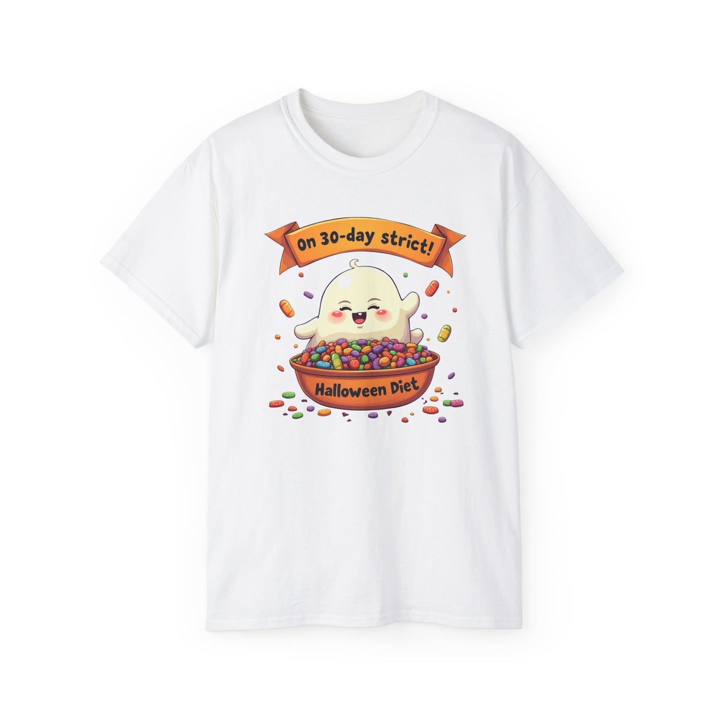 Funny Halloween Diet, Unisex Tee, Cute Ghost Humor Shirt, Gift for Halloween Lovers, Halloween Diet T-Shirt, Spooky Season Apparel