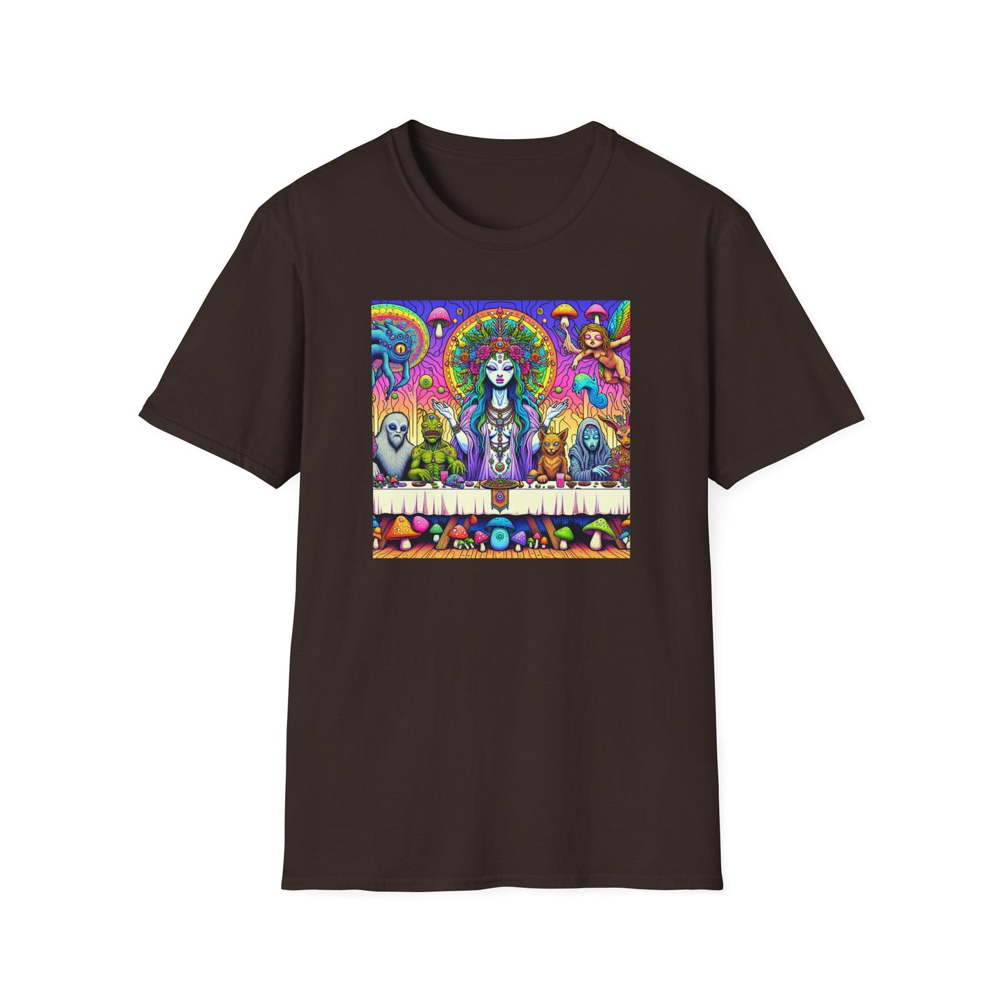 Mushroom Last Supper, Unisex Softstyle T-Shirt - Psychonaut Swag