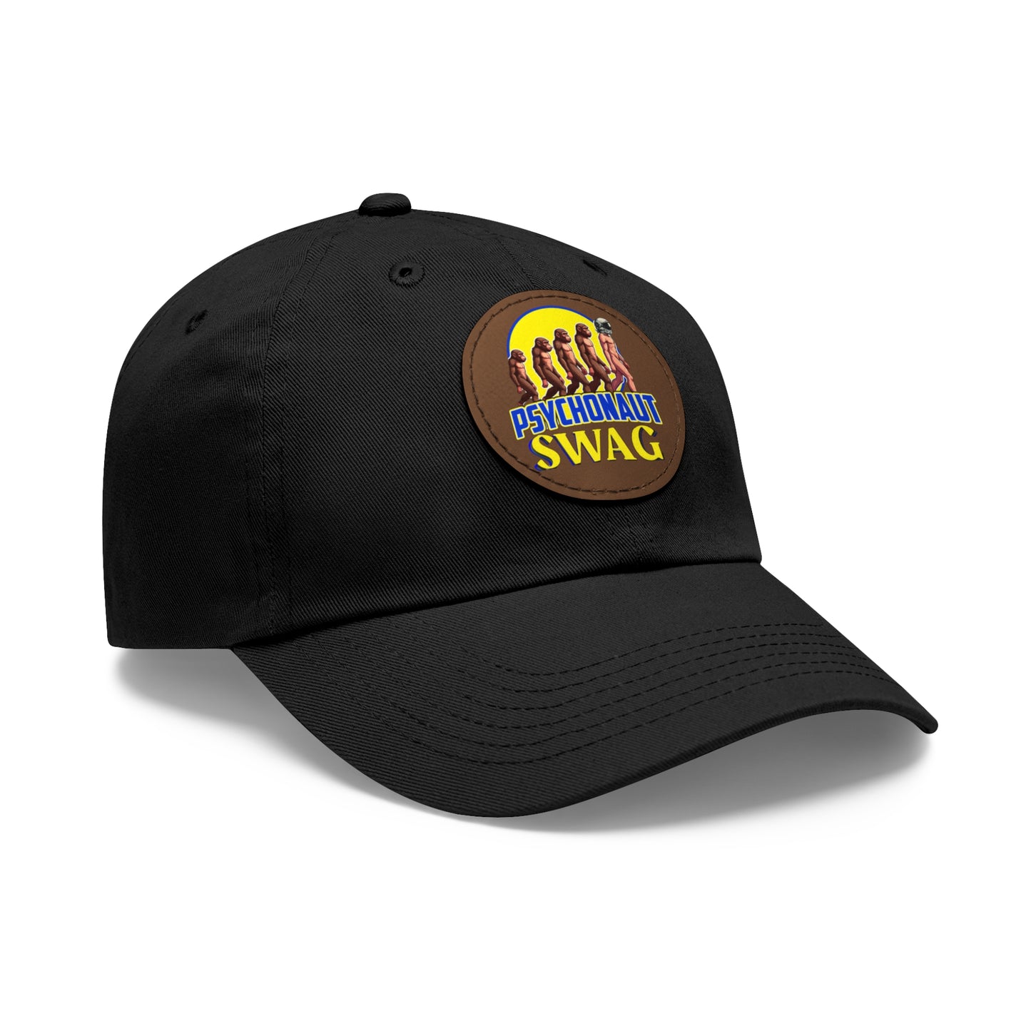 Psychonaut Swag Dad Hat with Leather Patch, Casual Cap for Outdoor Adventures, Fun Gift for Dads, Unique Street Style Hat - Psychonaut Swag