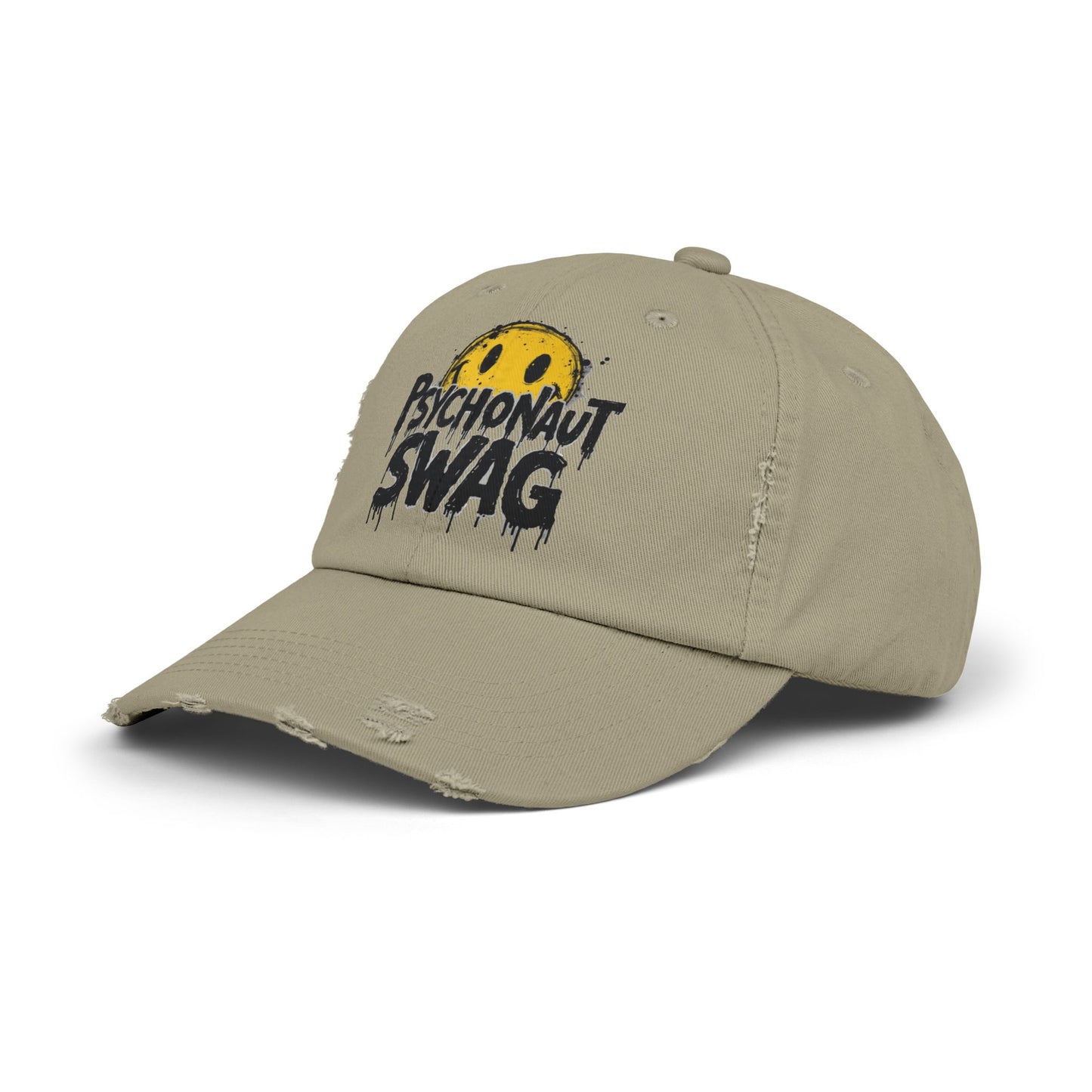 Psycho Unisex Distressed Cap, Cool Casual Hat, Streetwear Accessory, Gift for Trendsetters, Festival Gear, Summer Vibes - Psychonaut Swag