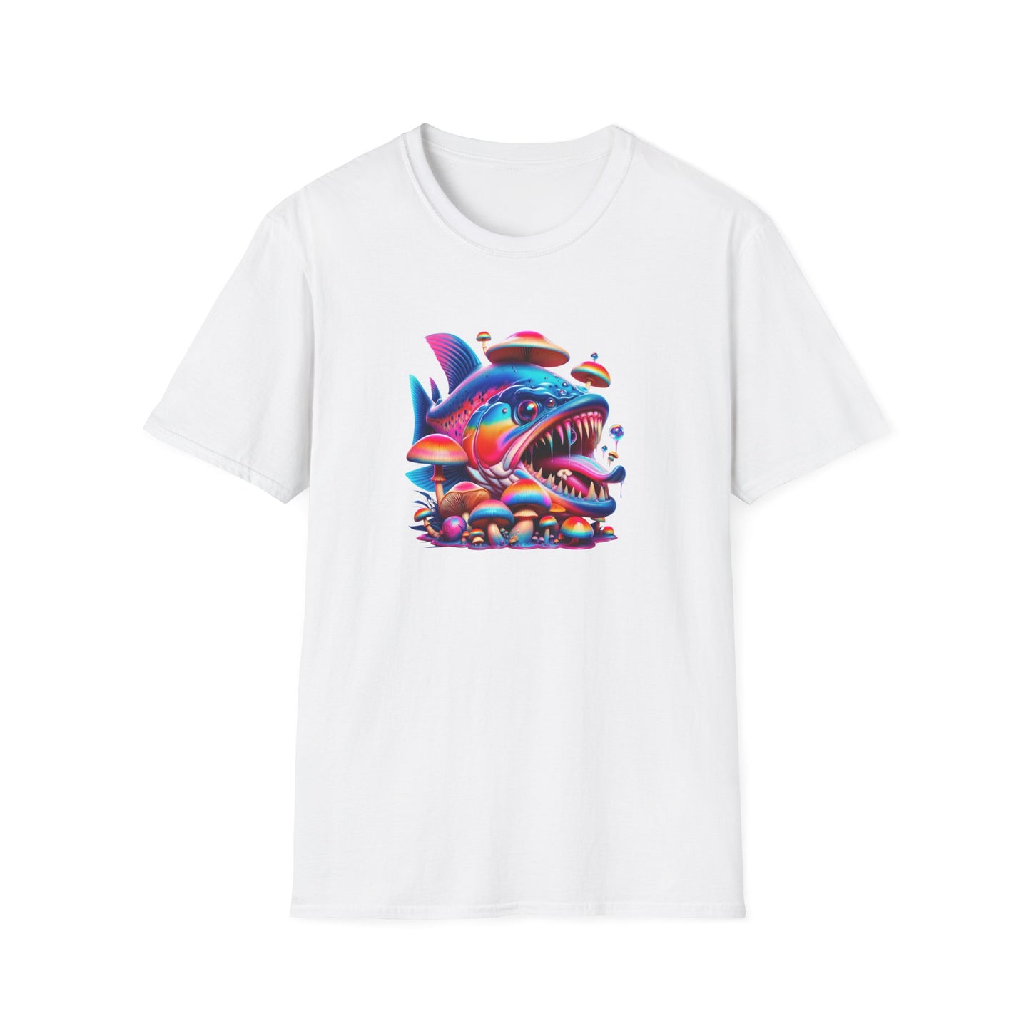 Piranha with Shrooms, Unisex Softstyle T-Shirt - Psychonaut Swag