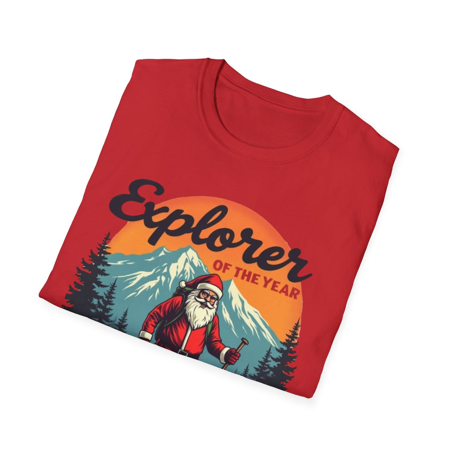 Explorer of the Year T-Shirt — Santa Hiker Vintage Outdoor Christmas Tee